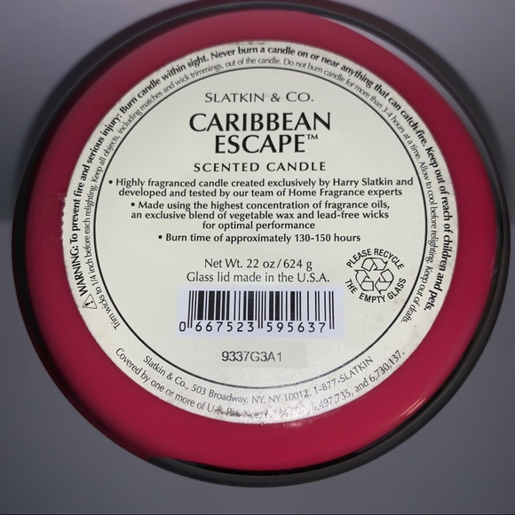 Caribbean Escape 🌸🌴 XL Jar Candle Slatkin BBW - Picture 5 of 11